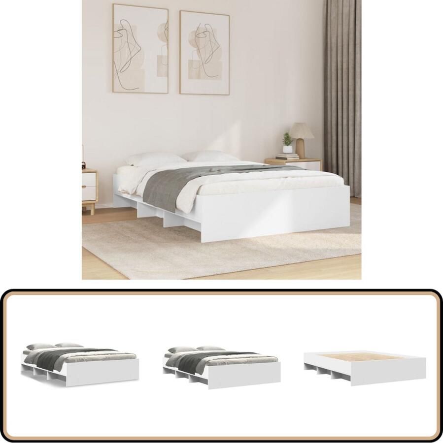 VidaXL Bedframe bewerkt hout wit 140x200 cm