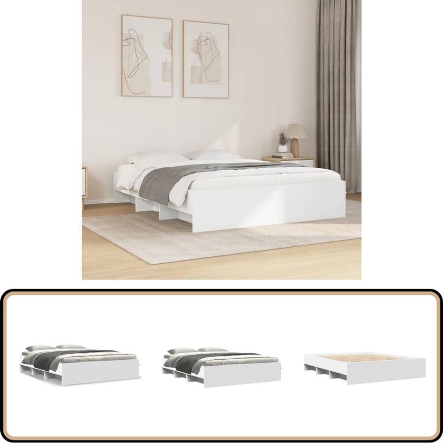 VidaXL Bedframe bewerkt hout wit 150x200 cm
