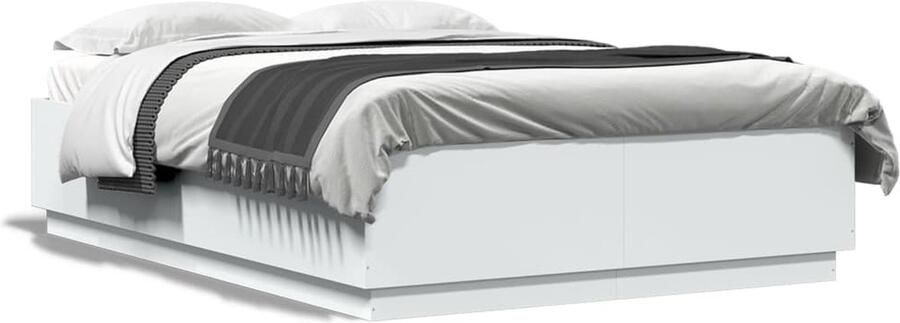 VidaXL -Bedframe-LED-massief-hout-wit-120x200-cm