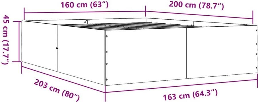 VidaXL -Bedframe-bewerkt-hout-wit-160x200-cm - Foto 2