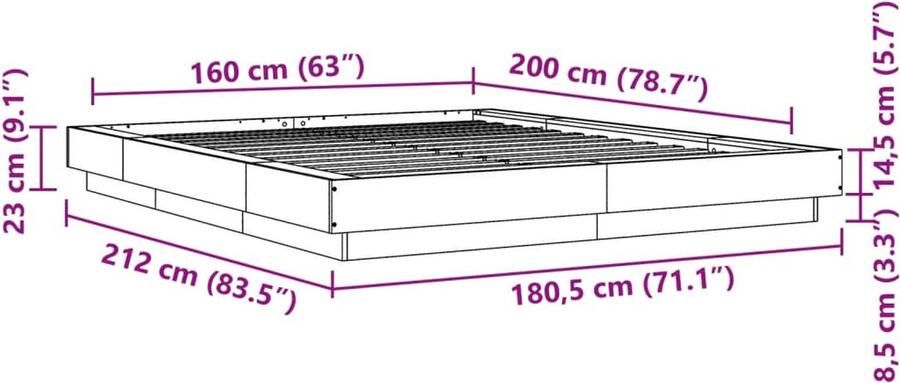 VidaXL -Bedframe-bewerkt-hout-wit-160x200-cm - Foto 2