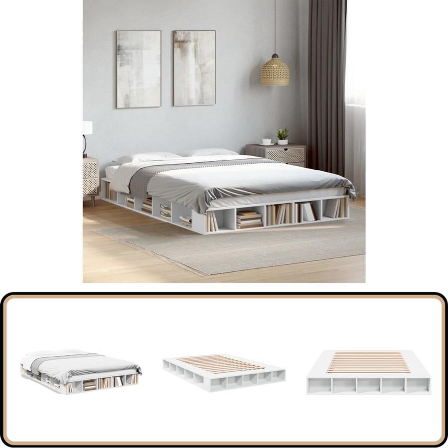 VidaXL Bedframe bewerkt hout wit 160x200 cm