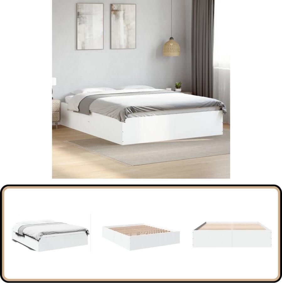 VidaXL Bedframe bewerkt hout wit 160x200 cm
