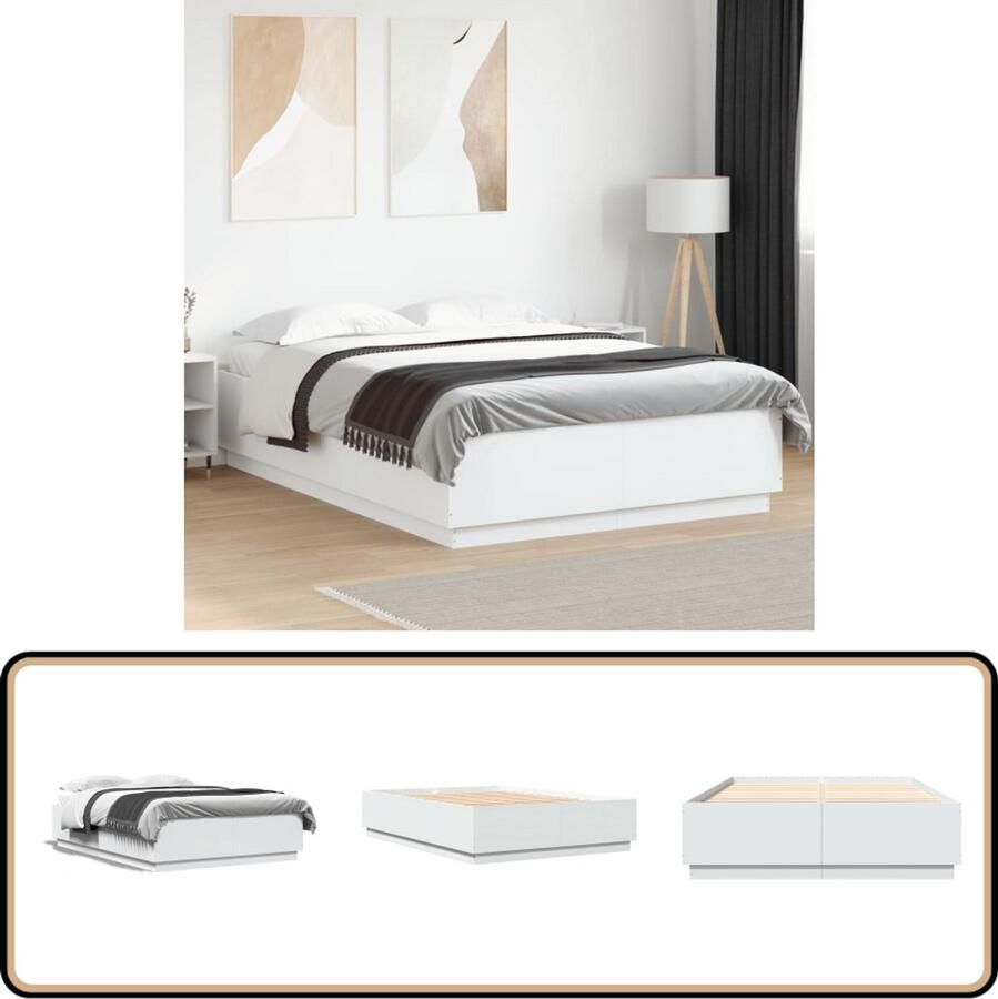 VidaXL Bedframe bewerkt hout wit 160x200 cm