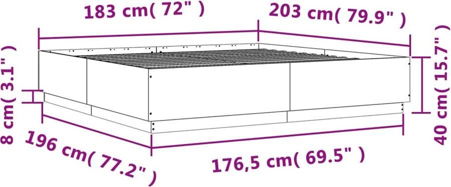 VidaXL -Bedframe-bewerkt-hout-wit-180x200-cm - Foto 4