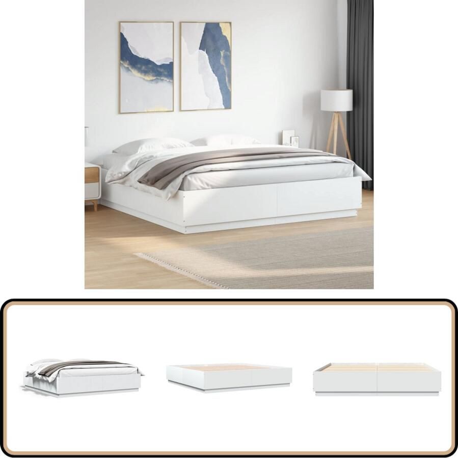 VidaXL Bedframe bewerkt hout wit 180x200 cm