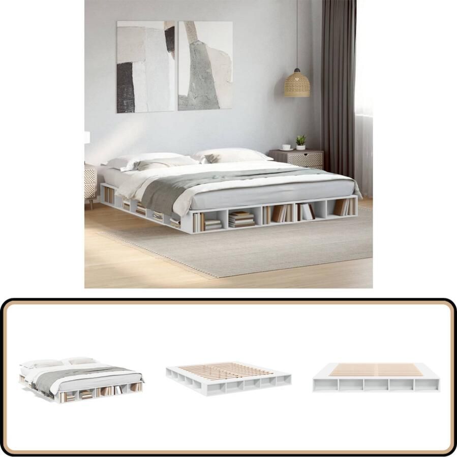 VidaXL Bedframe bewerkt hout wit 180x200 cm