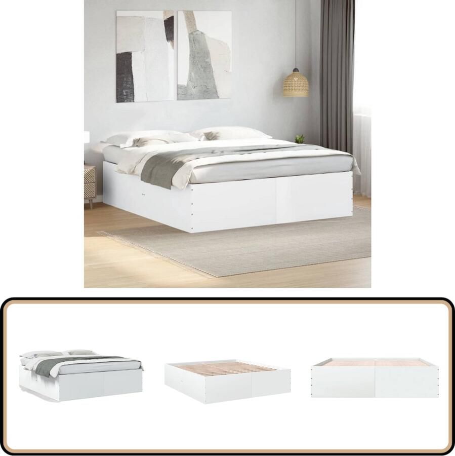 VidaXL Bedframe bewerkt hout wit 180x200 cm