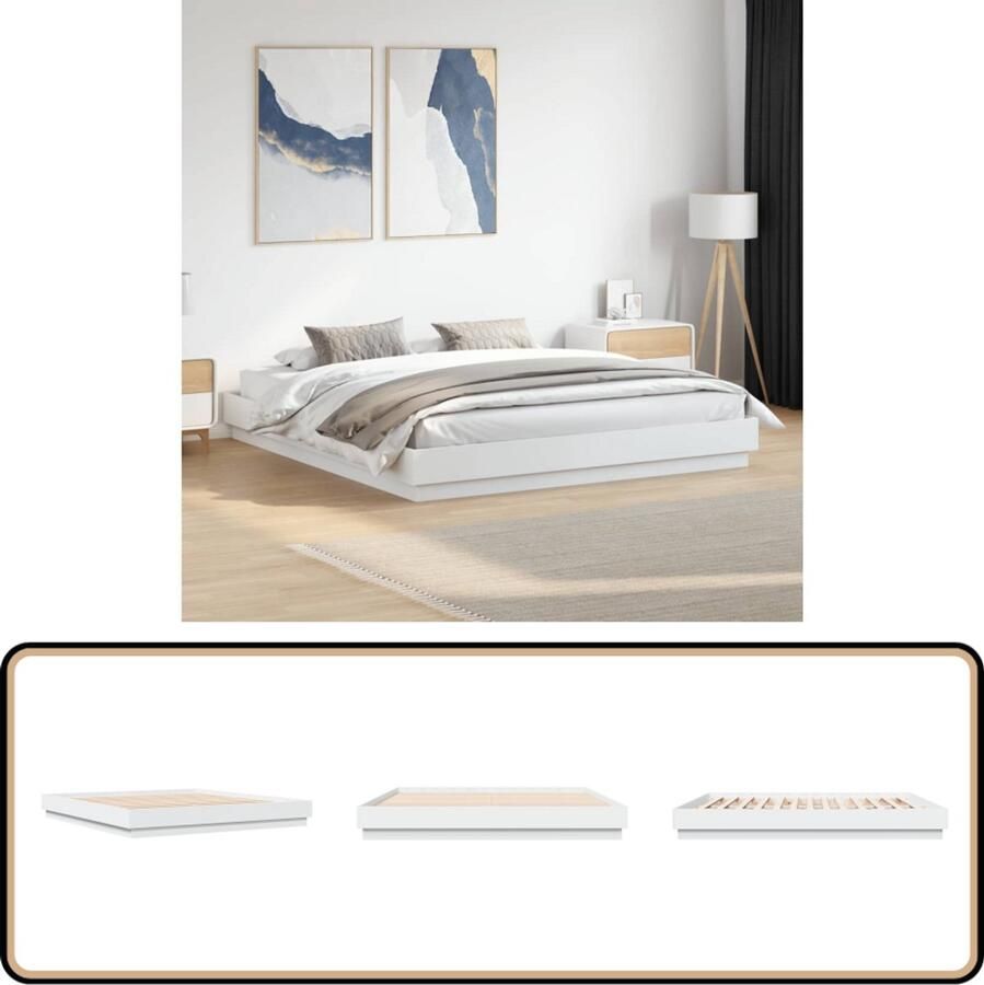 VidaXL Bedframe bewerkt hout wit 180x200 cm
