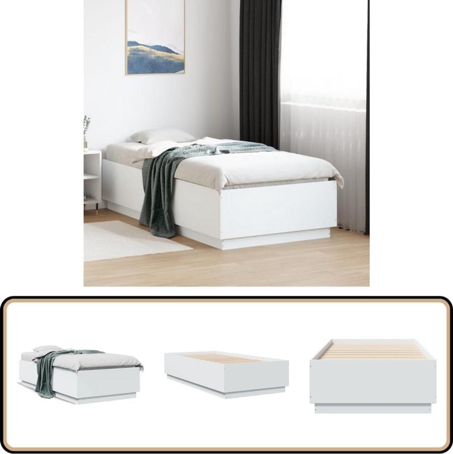 VidaXL Bedframe bewerkt hout wit 75x190 cm