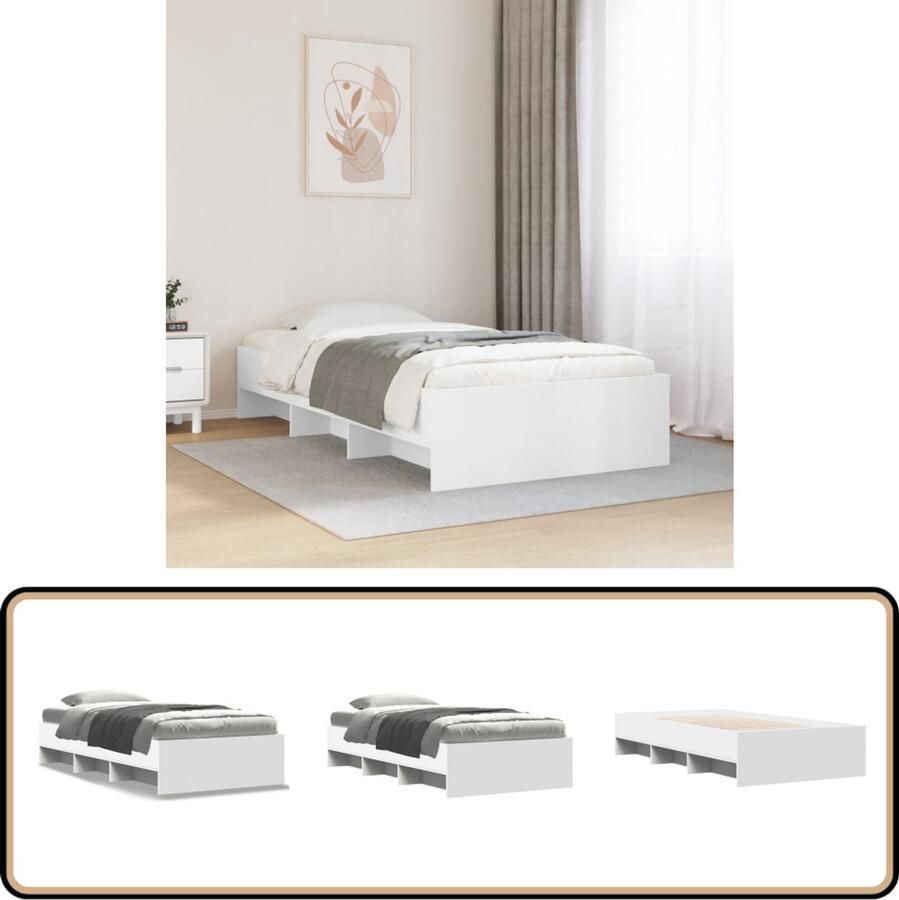 VidaXL Bedframe bewerkt hout wit 75x190 cm