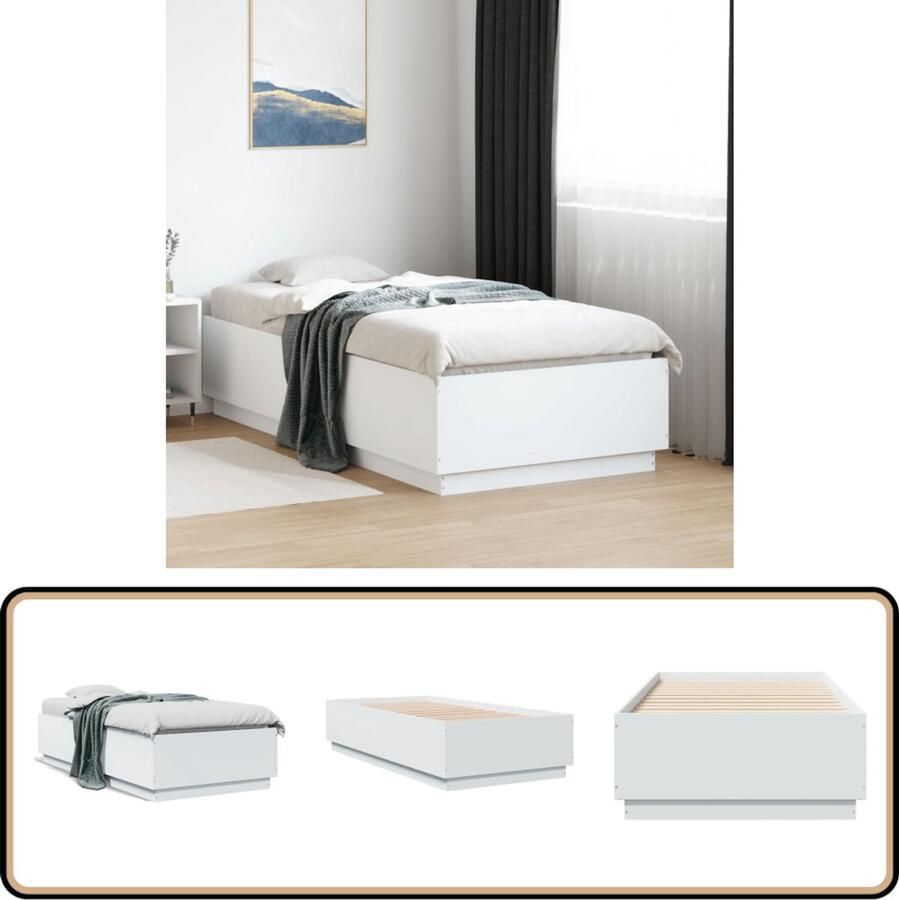 VidaXL Bedframe bewerkt hout wit 90x190 cm