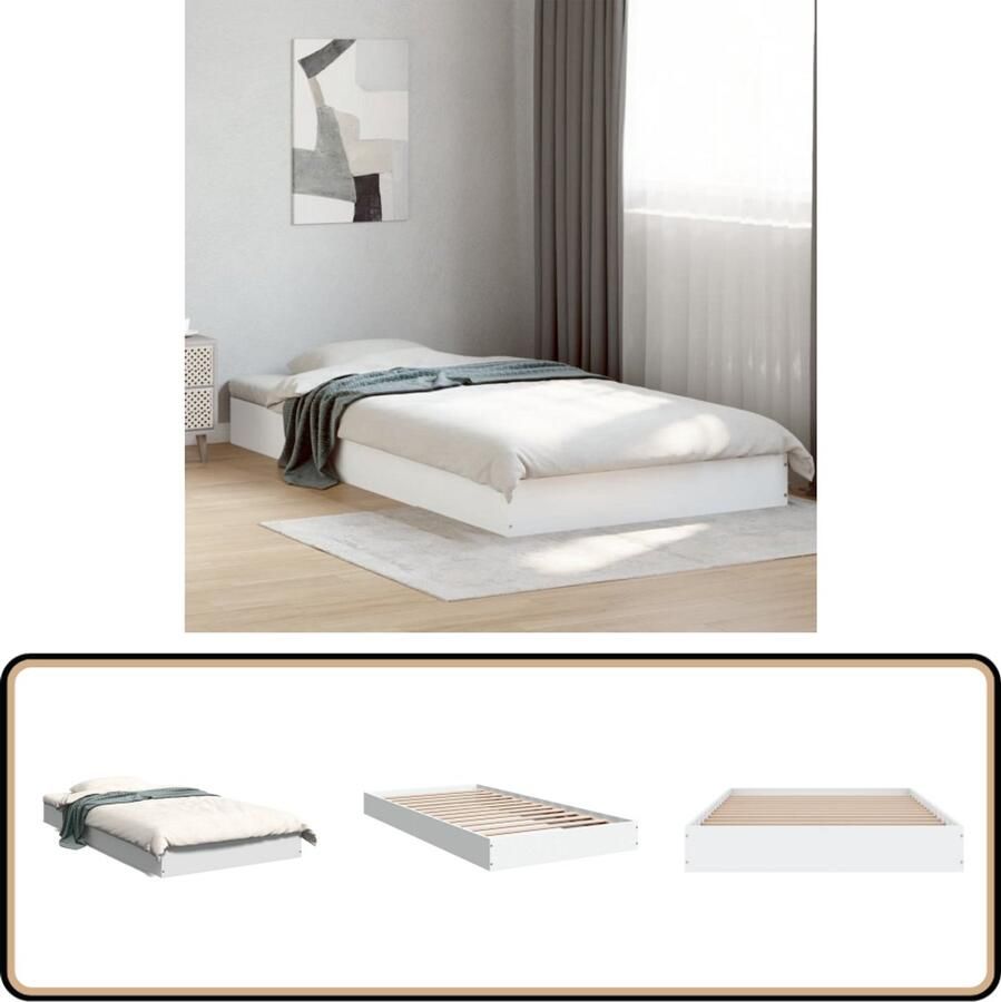VidaXL Bedframe bewerkt hout wit 90x190 cm