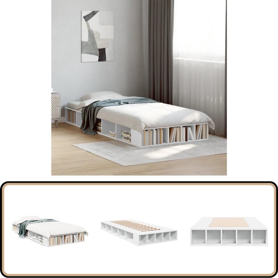 VidaXL Bedframe bewerkt hout wit 90x190 cm