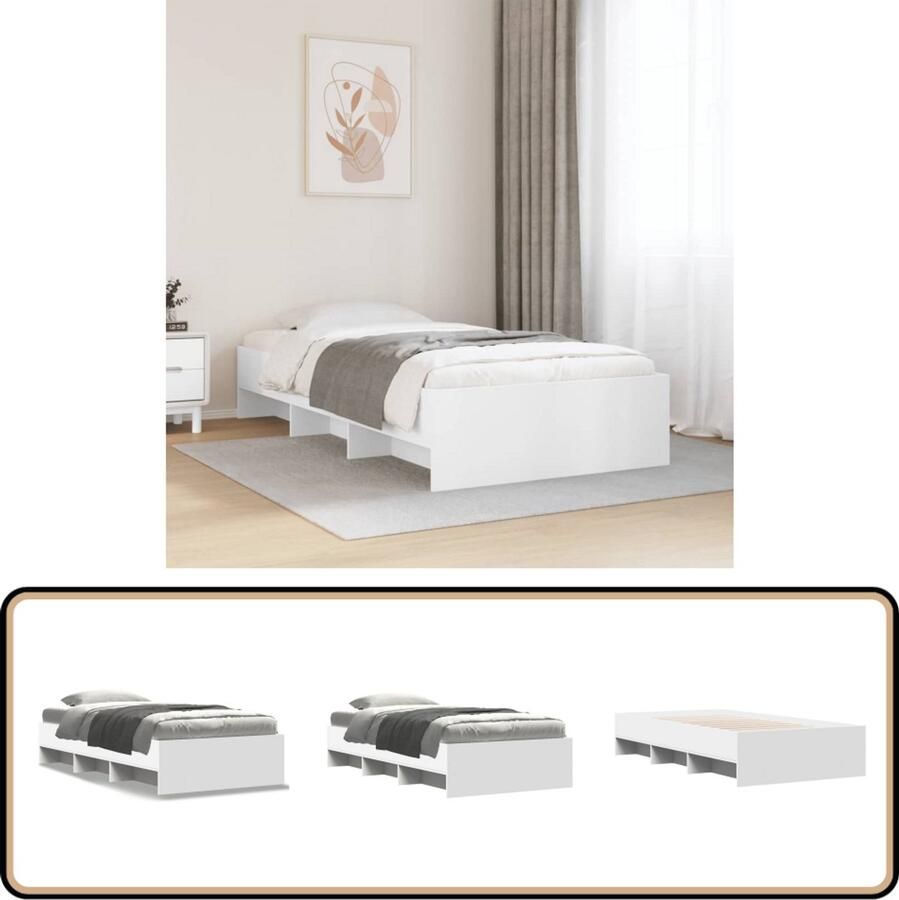 VidaXL Bedframe bewerkt hout wit 90x190 cm