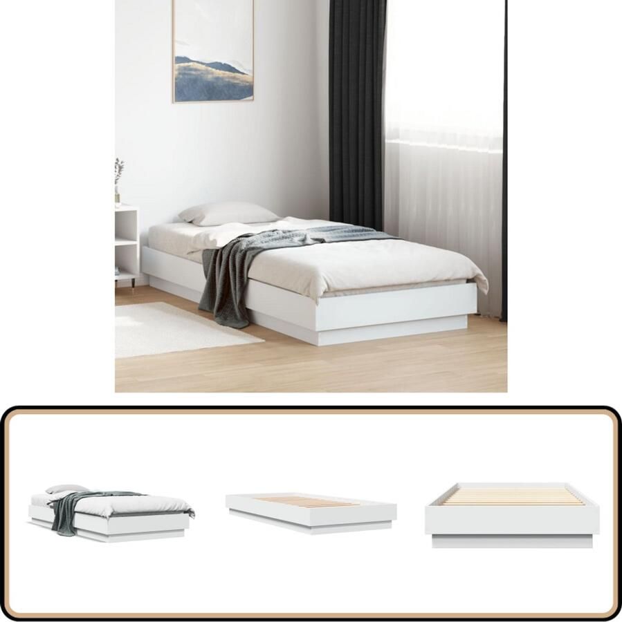 VidaXL Bedframe bewerkt hout wit 90x200 cm