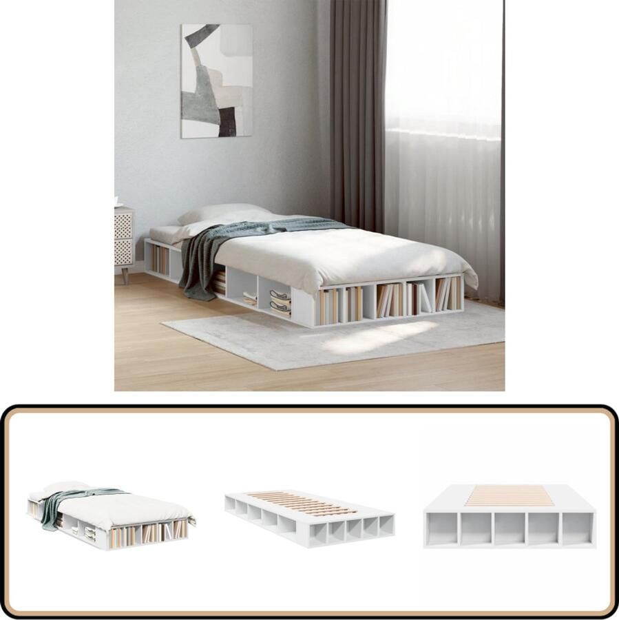 VidaXL Bedframe bewerkt hout wit 90x200 cm