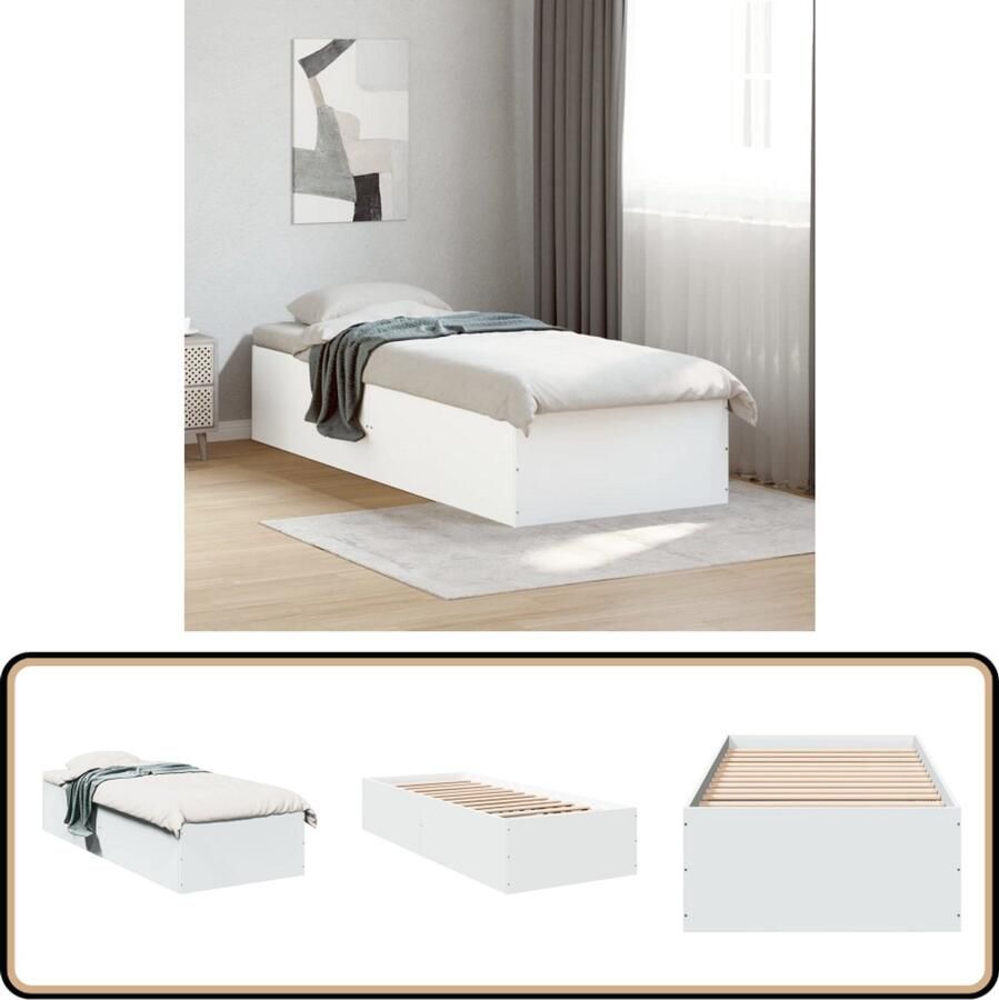 VidaXL Bedframe bewerkt hout wit 90x200 cm