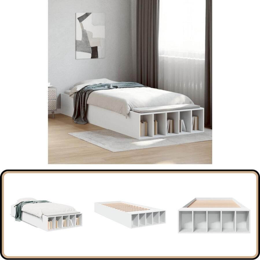 VidaXL Bedframe bewerkt hout wit 90x200 cm