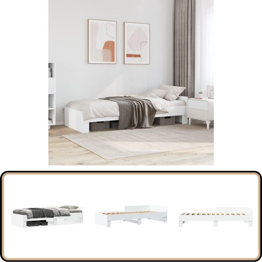 VidaXL Bedframe bewerkt hout wit 90x200 cm