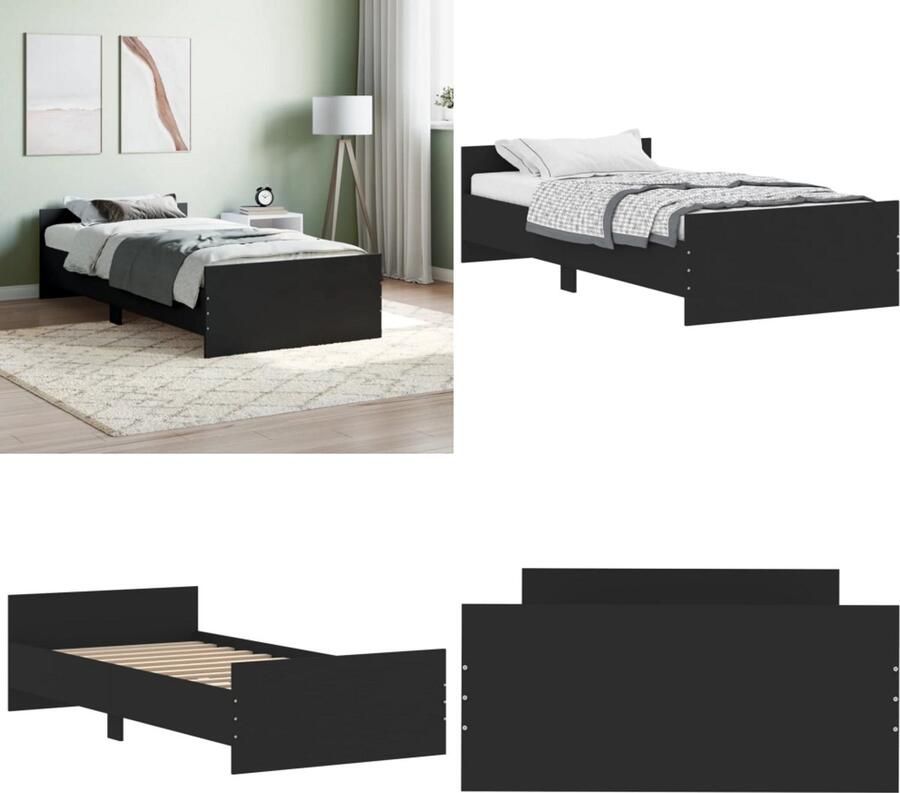 VidaXL Bedframe bewerkt hout zwart 100x200 cm Bedframe Bedframes Bed Bedbodem