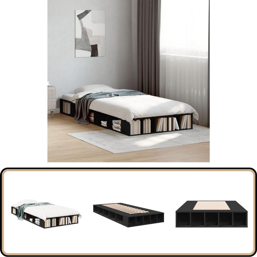 VidaXL Bedframe bewerkt hout zwart 100x200 cm