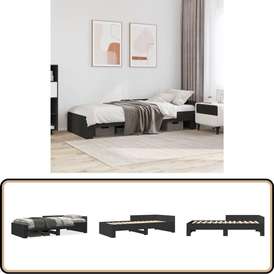 VidaXL Bedframe bewerkt hout zwart 100x200 cm