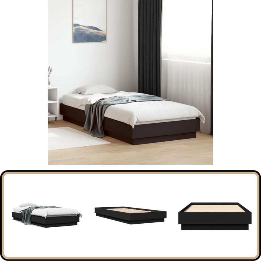 VidaXL -Bedframe-bewerkt-hout-zwart-100x200-cm - Foto 6