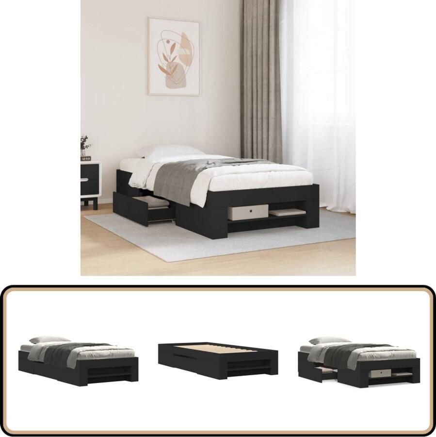 VidaXL Bedframe bewerkt hout zwart 100x200 cm