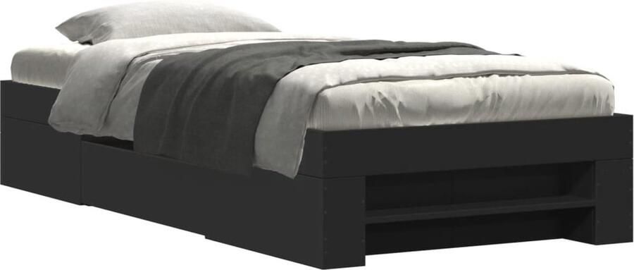 VidaXL -Bedframe-bewerkt-hout-zwart-100x200-cm - Foto 7