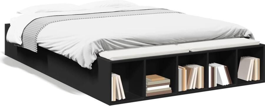 VidaXL -Bedframe-LED-massief-hout-zwart-140x190-cm
