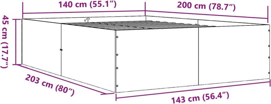 VidaXL -Bedframe-bewerkt-hout-zwart-140x200-cm - Foto 3