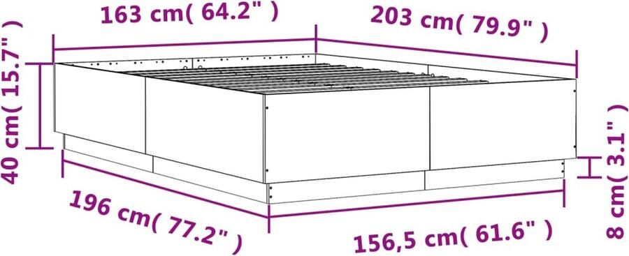 VidaXL -Bedframe-bewerkt-hout-bruin-eikenkleur-160x200-cm - Foto 5
