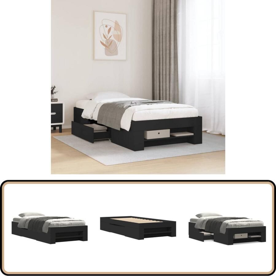 VidaXL Bedframe bewerkt hout zwart 90x190 cm