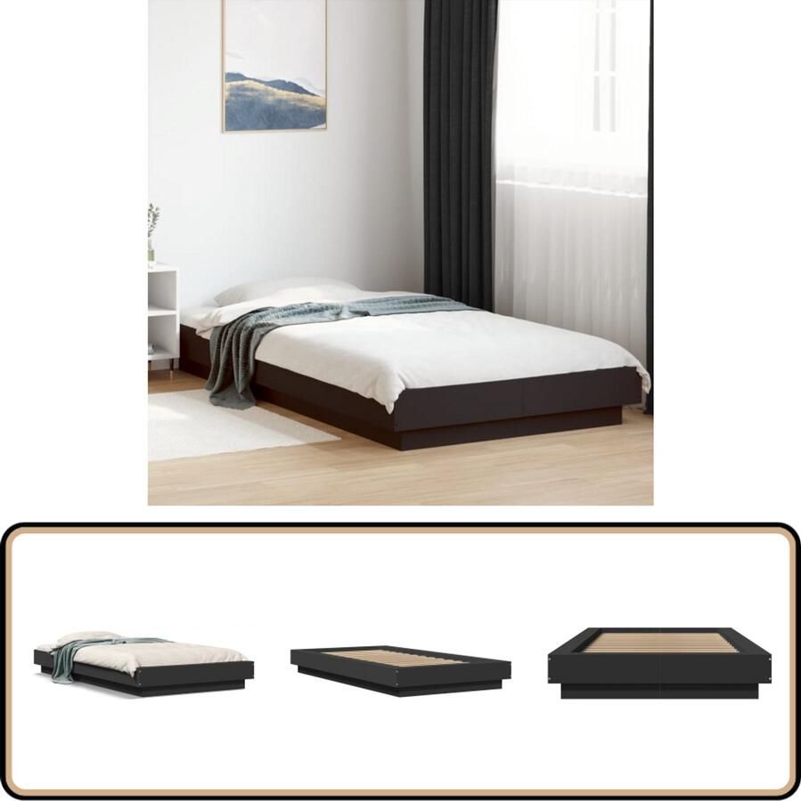 VidaXL Bedframe bewerkt hout zwart 90x190 cm