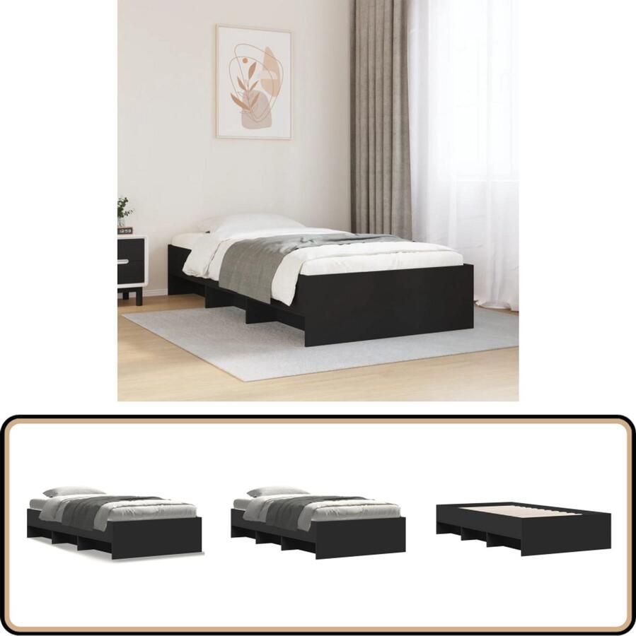 VidaXL Bedframe bewerkt hout zwart 90x190 cm