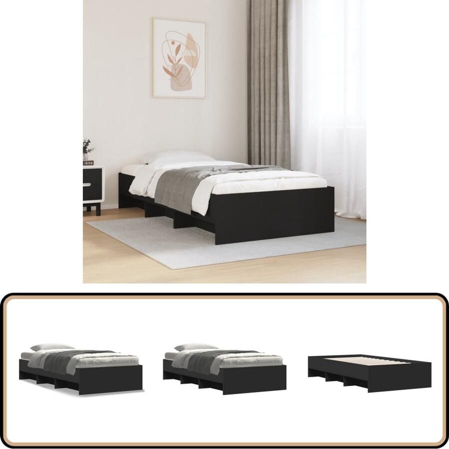 VidaXL Bedframe bewerkt hout zwart 90x200 cm