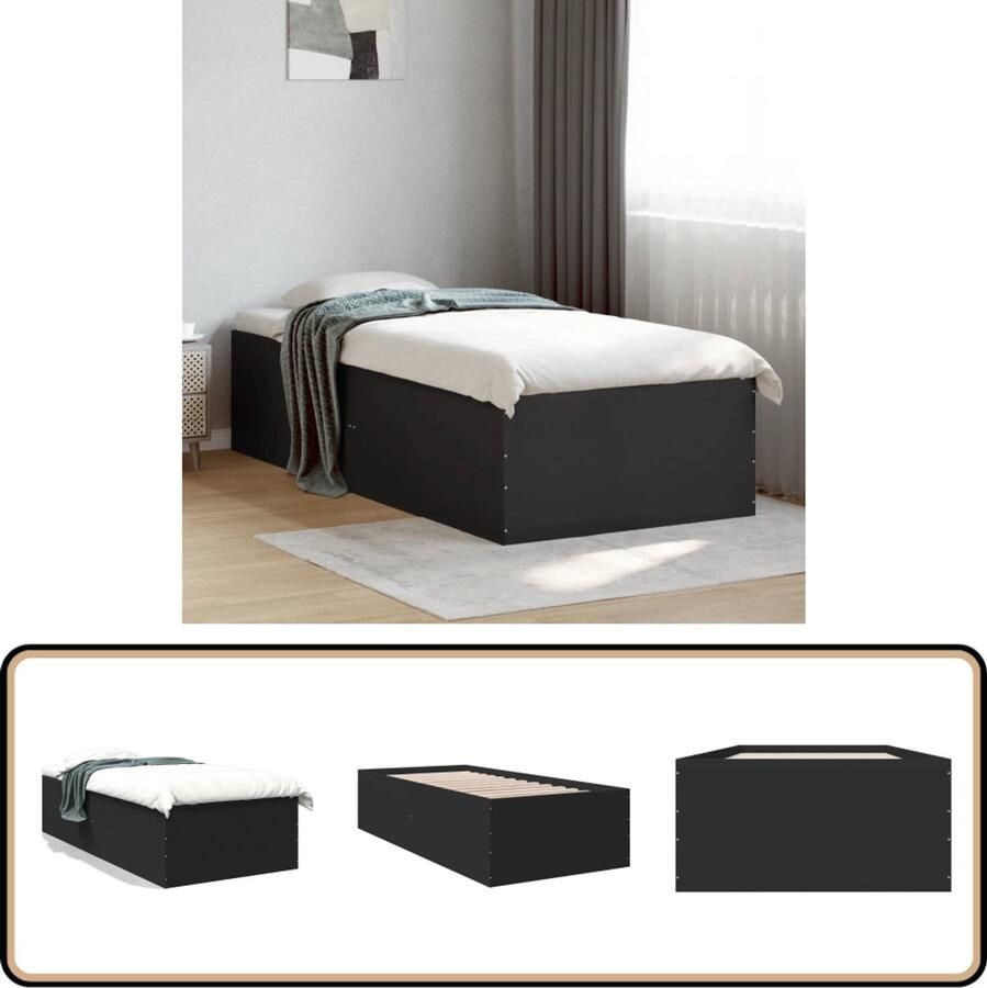 VidaXL Bedframe bewerkt hout zwart 90x200 cm