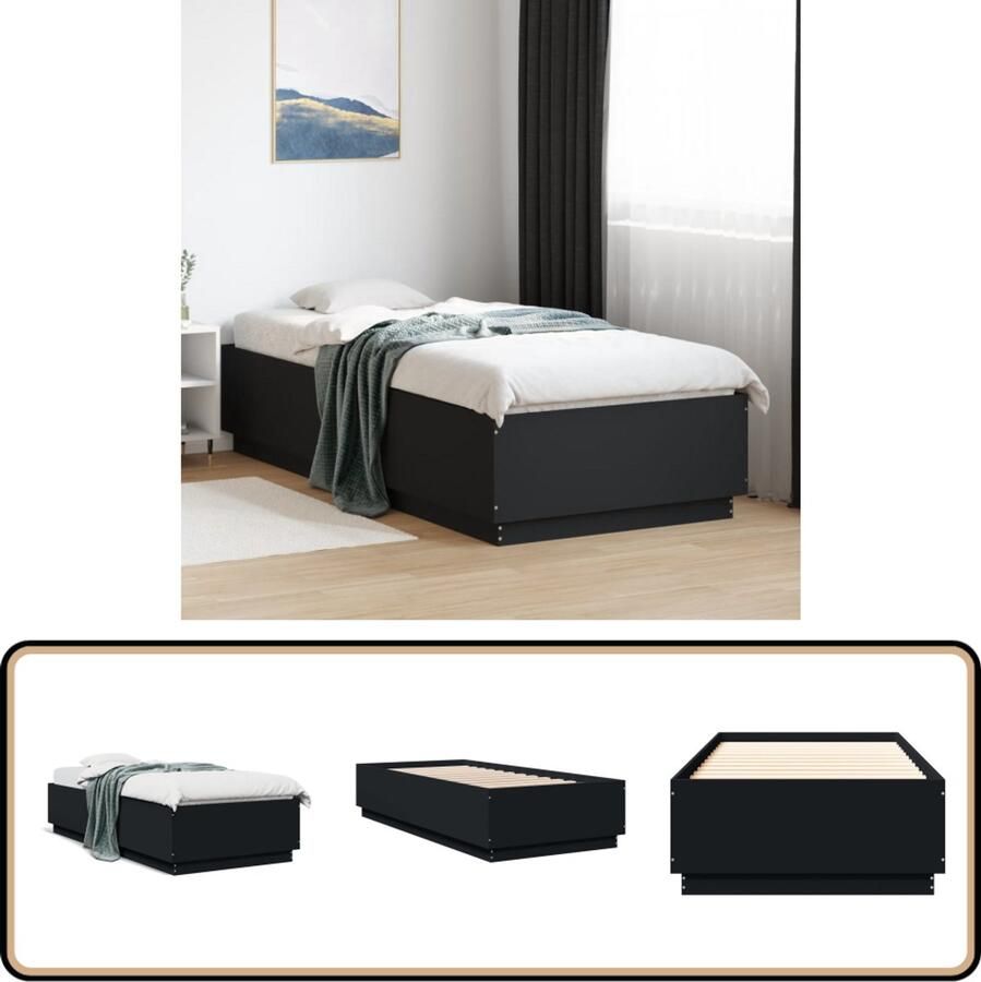 VidaXL Bedframe bewerkt hout zwart 90x200 cm
