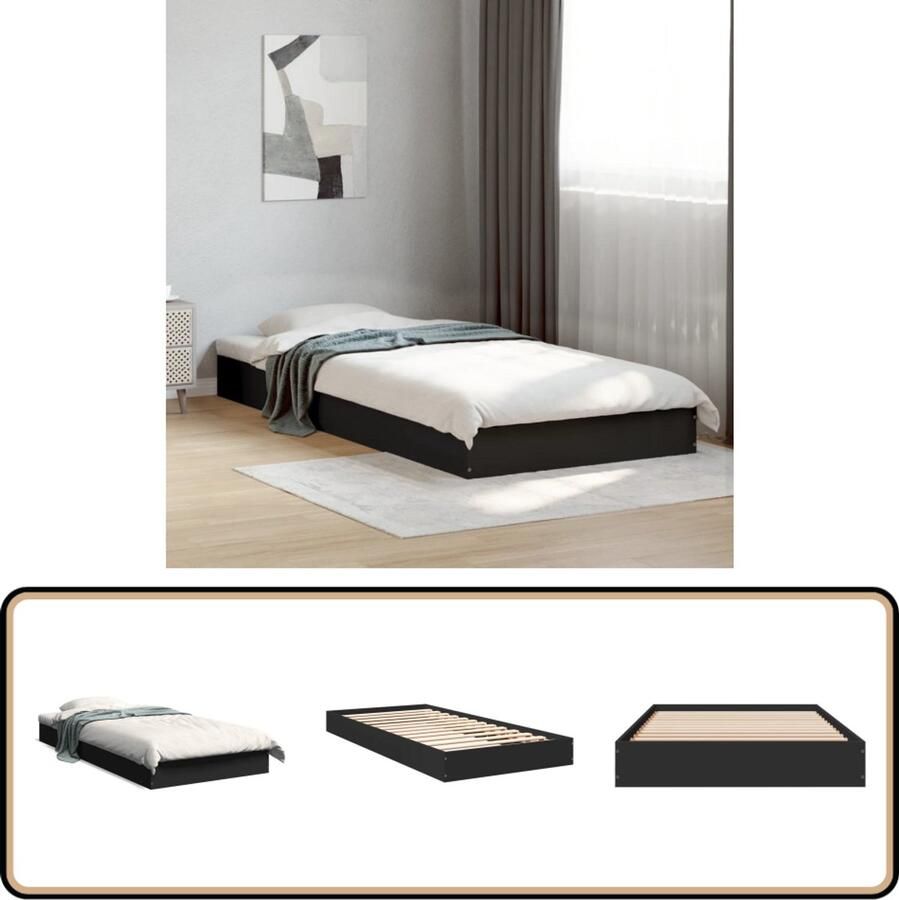 VidaXL Bedframe bewerkt hout zwart 90x200 cm
