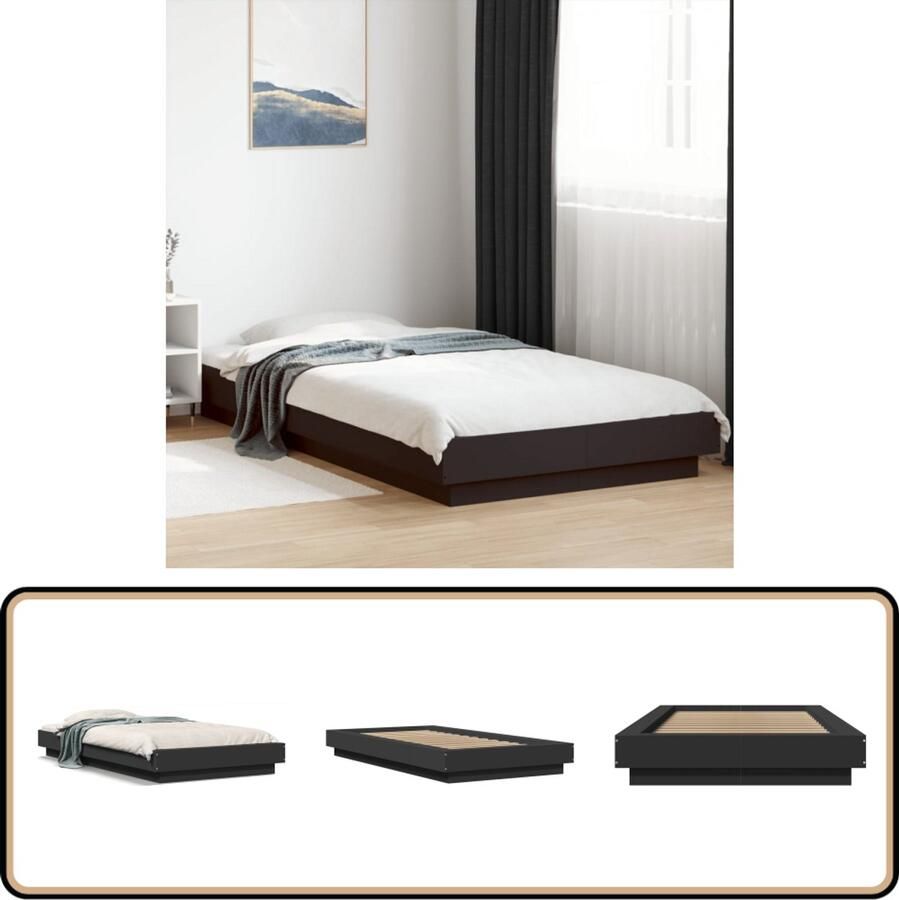 VidaXL Bedframe bewerkt hout zwart 90x200 cm