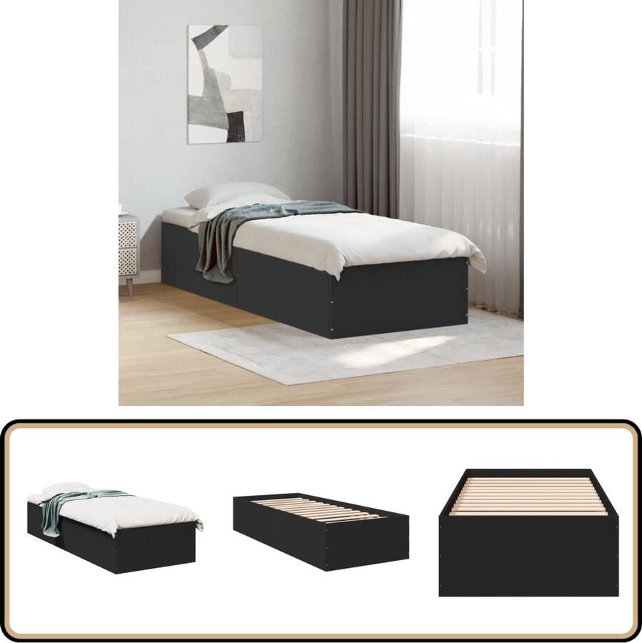 VidaXL Bedframe bewerkt hout zwart 90x200 cm