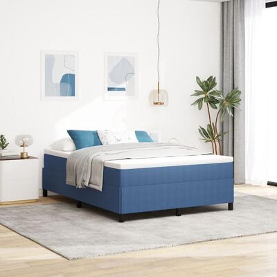 VidaXL Bedframe Blauw Hout Metaal 140 x 200 cm Houten Bedframe - Foto 2