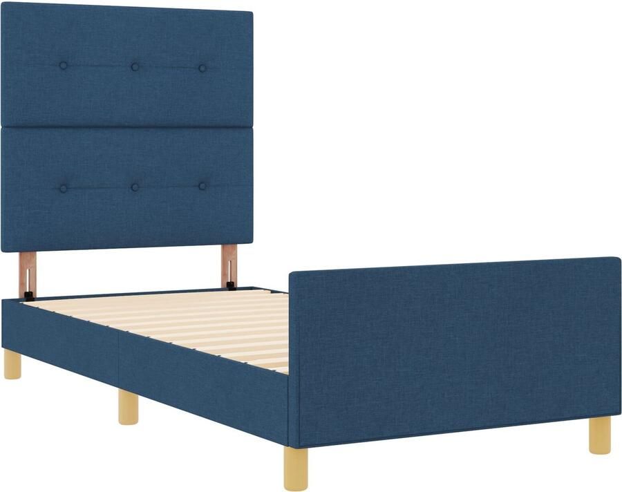 VidaXL Bedframe met hoofdeinde Blauw 90 x 190 cm Stof - Foto 2