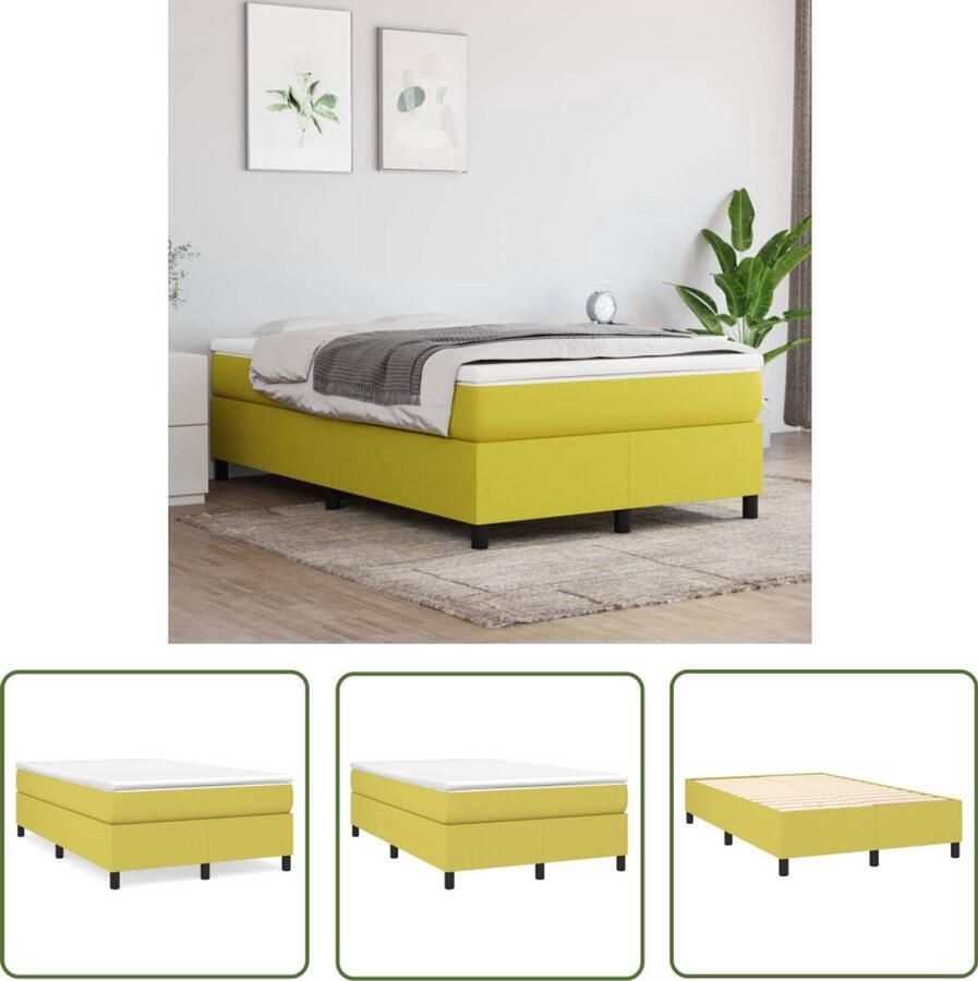 The Living Store Bedframe zonder matras 120x200 cm stof groen Boxspringframe Bedframe Slaapcomfort Houten Bed Stoffen Bed