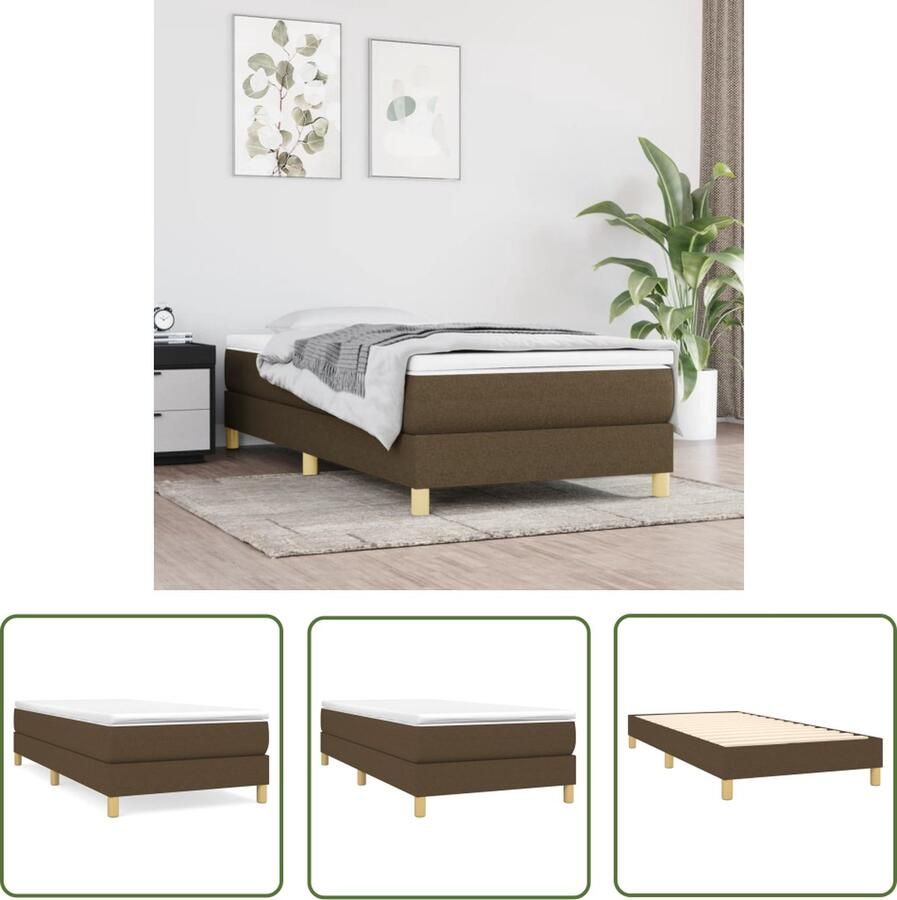 The Living Store Boxspringframe stof donkerbruin 90x190 cm Boxspringframe Boxspringframes Bed Ledikant Slaapmeubel Bedframe Bedbodem Eenpersoonsbed Boxspring Bedden Ledikanten - Foto 2