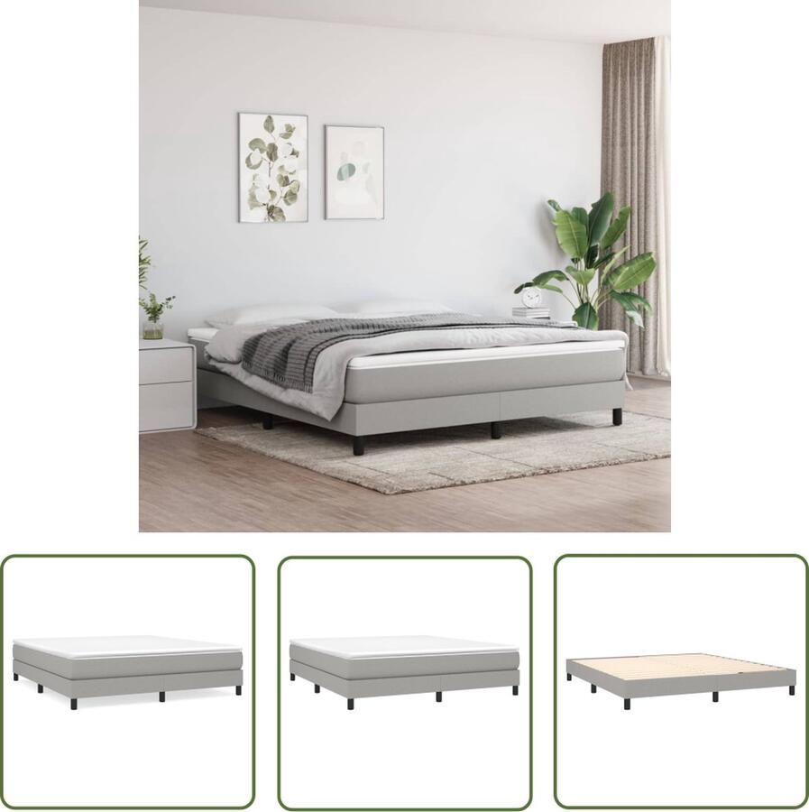 The Living Store Boxspringframe stof lichtgrijs 180x200 cm Boxspringframe Boxspringframes Bed Ledikant Slaapmeubel Bedframe Bedbodem Tweepersoonsbed Boxspring Bedden Ledikanten