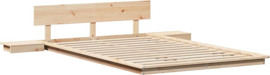 VidaXL Vloerbedframe met Nachttafels 120x200 cm in Massief Hout