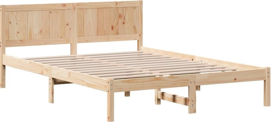 VidaXL Grenenhouten Bed Frame 140x200 Natuurlijke Afwerking Grenenhout