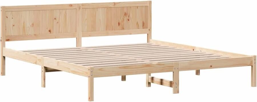 VidaXL Bedframe met hoofdeinde Bruin 180 x 200 cm Massief grenenhout - Foto 2